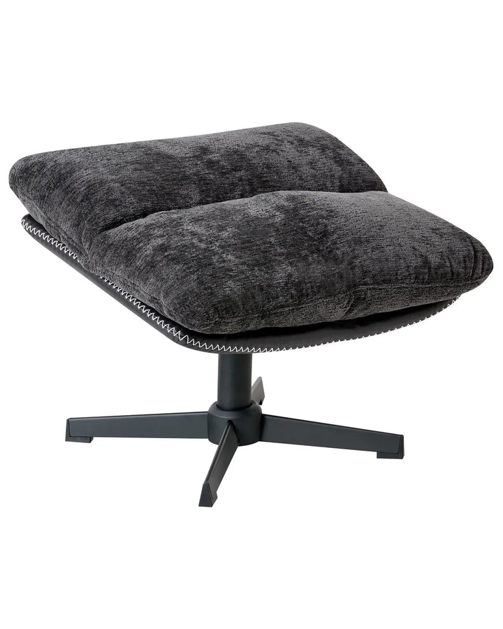 Swivel Armchair with Footstool Chenille Black Draedyn