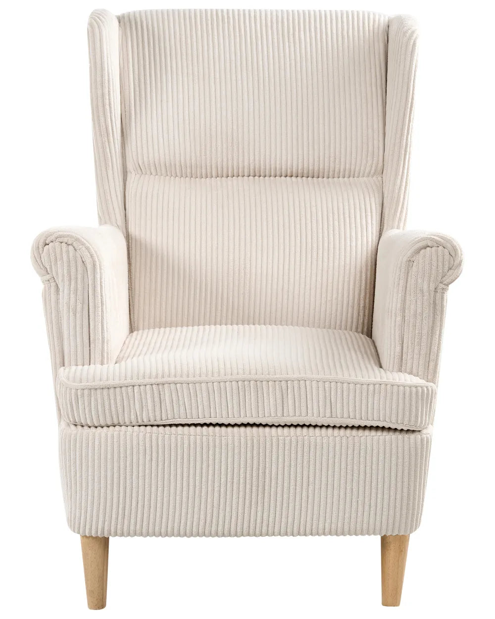 Wingback Chair Corduroy Light Beige Blerton