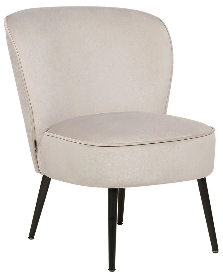 Beige chair with black legs on a white background