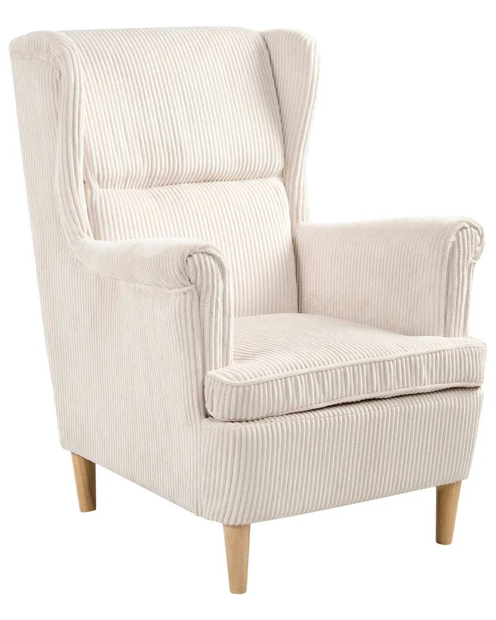 Wingback Chair Corduroy Light Beige Blerton