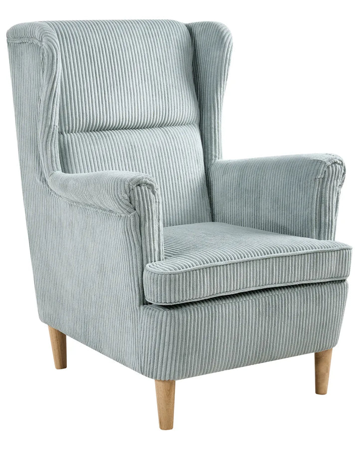Wingback Chair Corduroy Light Blue Blerton