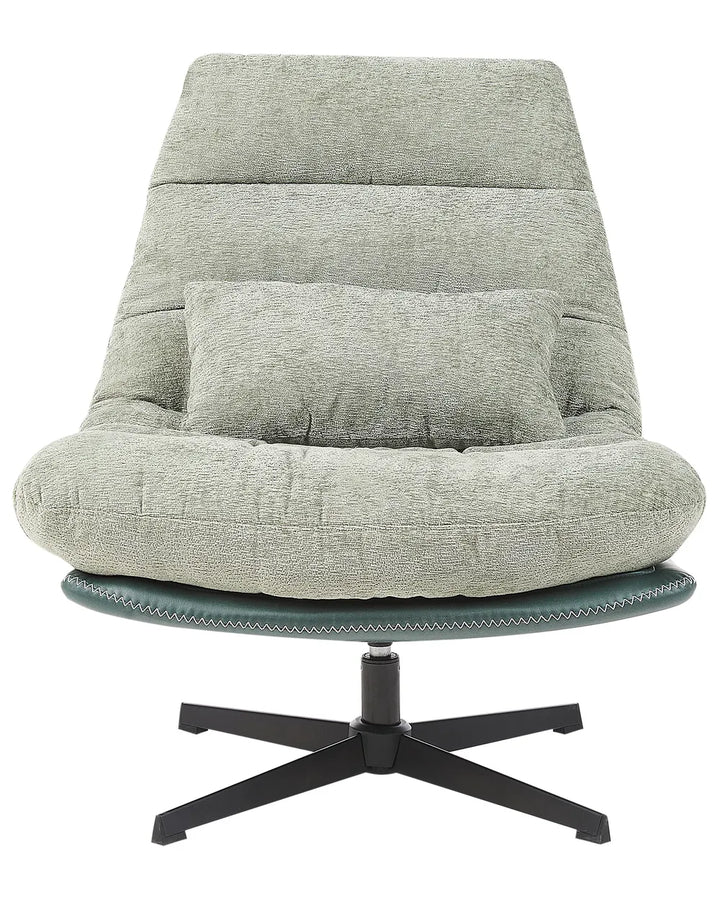 Swivel Armchair with Footstool Chenille Light Green Draedyn