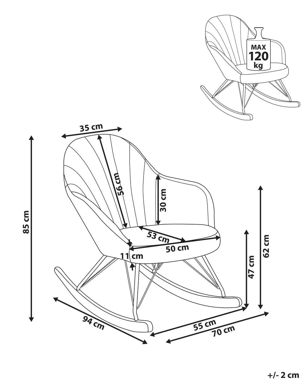 Rocking Chair Fabric Off-White Byanka