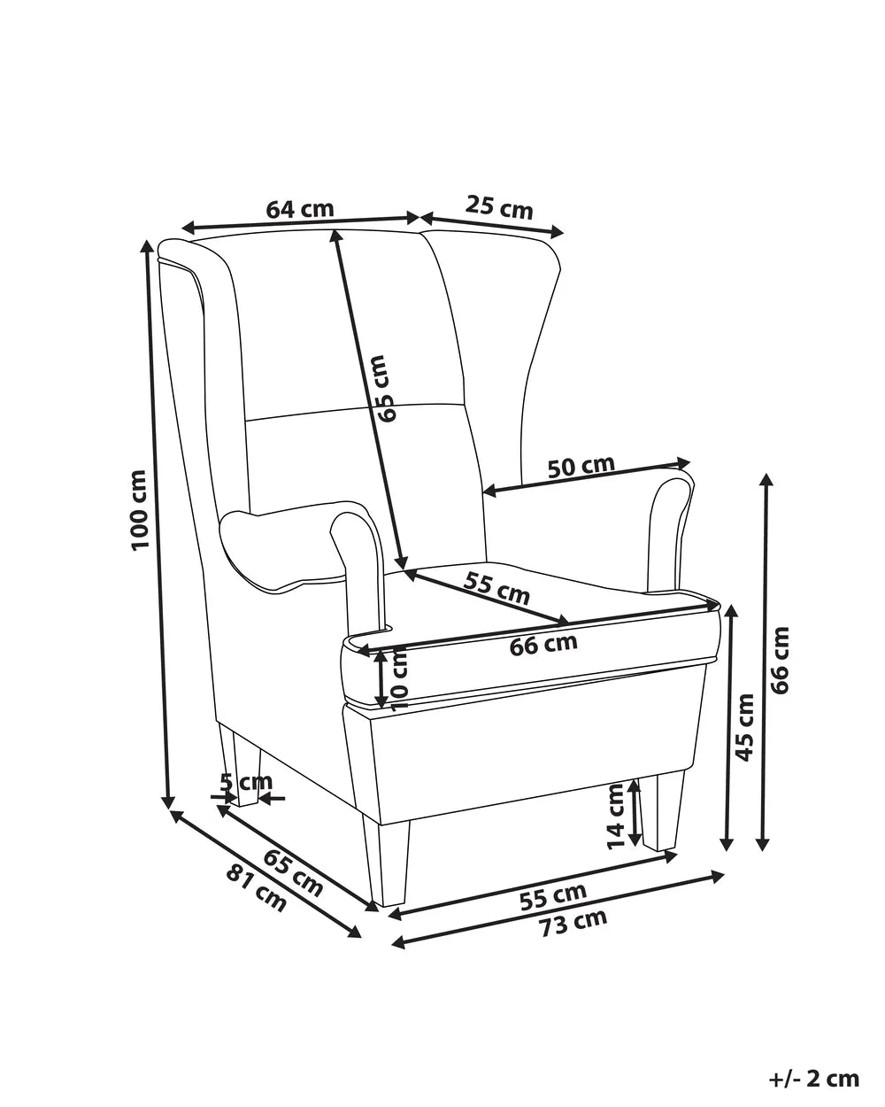 Wingback Chair Corduroy Light Blue Blerton