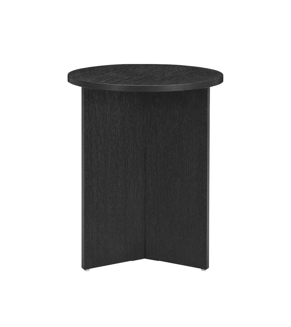 Black side table on a white background
