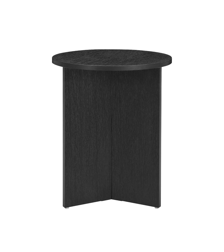 Black side table on a white background