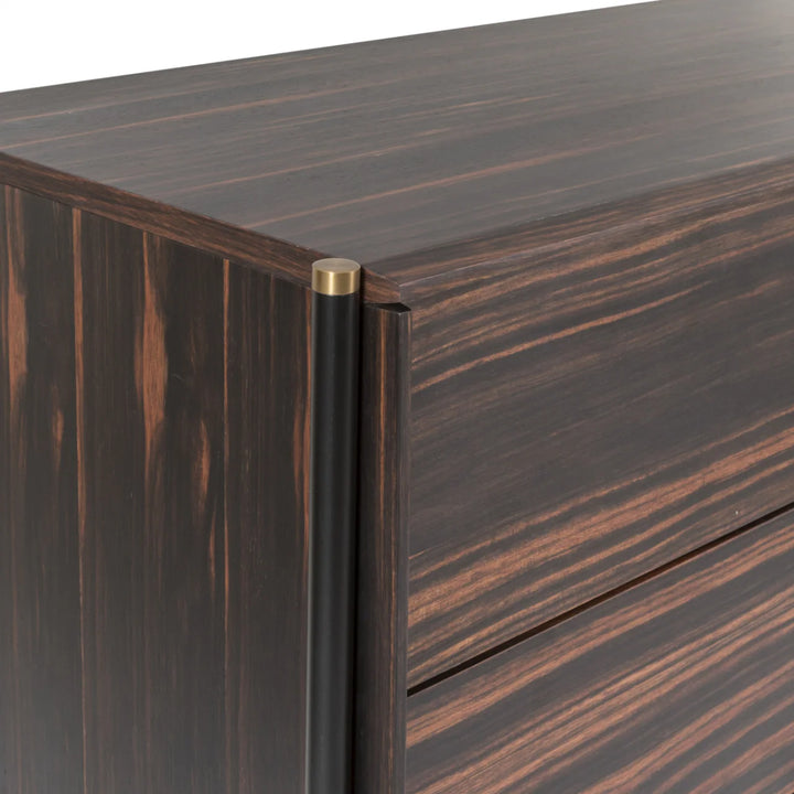 Bali Ebony Brown Wood & Gold Chest of Drawers