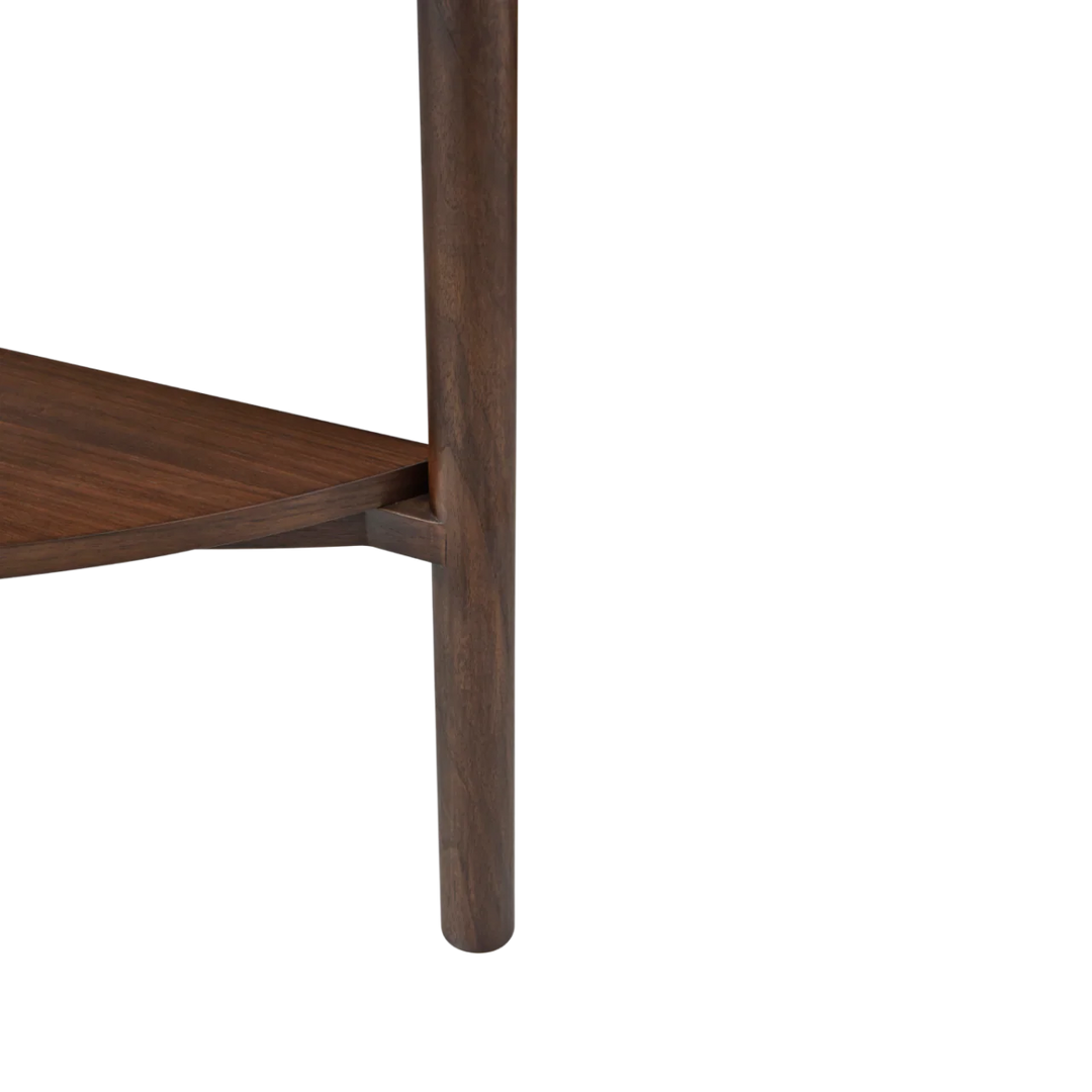 Willow Walnut Brown Wood & Grey Marble Curved Console Table