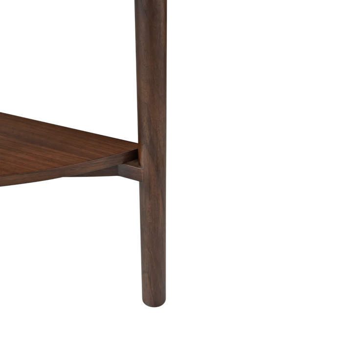 Willow Walnut Brown Wood & Grey Marble Curved Console Table