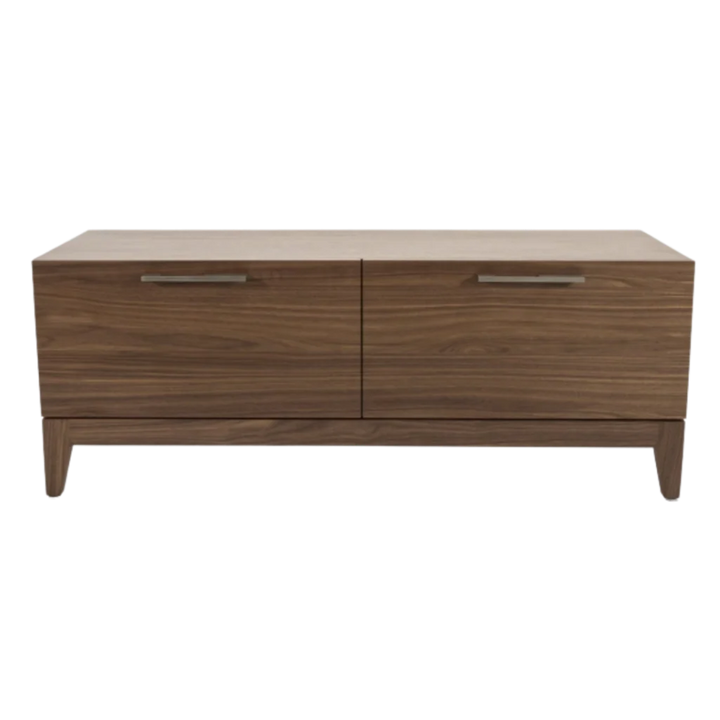 Wooden dresser with two drawers on a white background