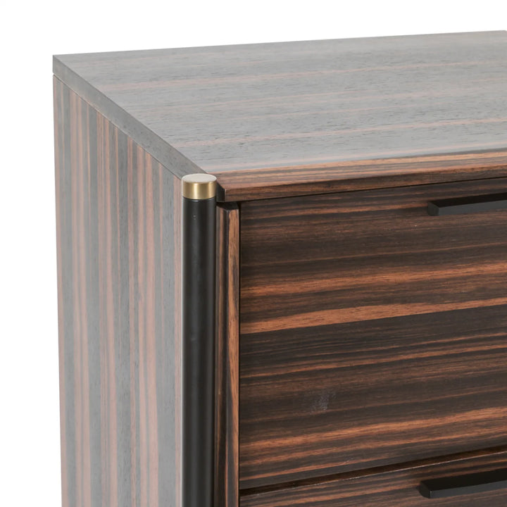 Bali Ebony Brown Wood & Gold Chest of Drawers