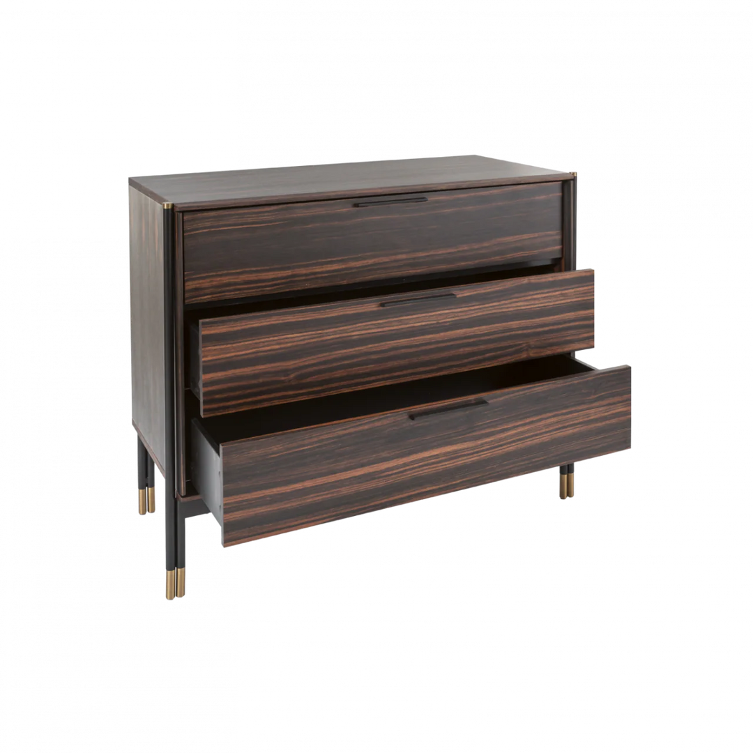 Bali Ebony Brown Wood & Gold Chest of Drawers