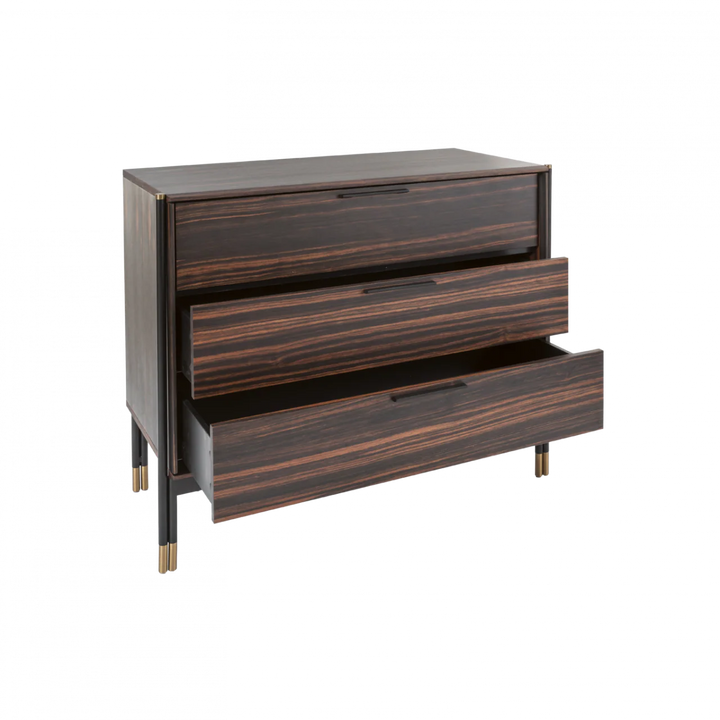 Bali Ebony Brown Wood & Gold Chest of Drawers