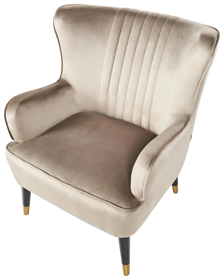 Wingback Chair Velvet Beige Arlena