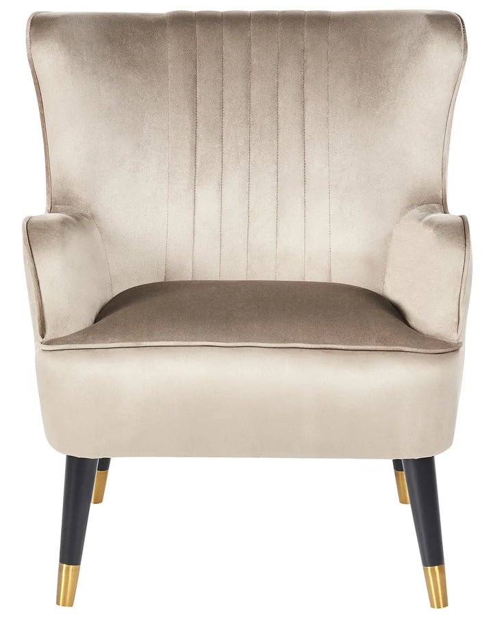 Wingback Chair Velvet Beige Arlena