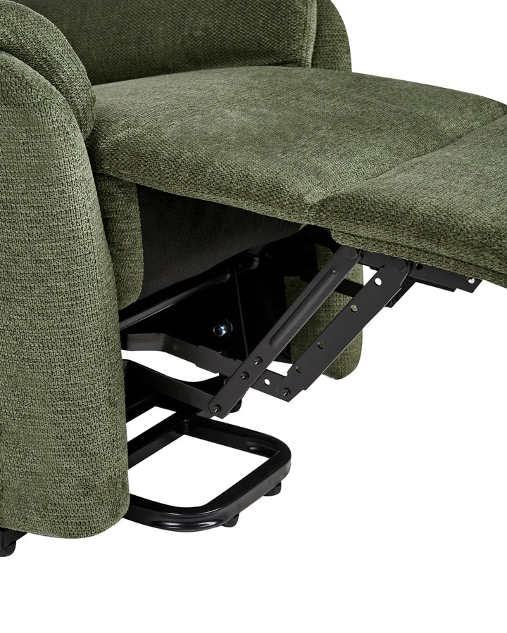 Electric Recliner Chair With Footrest Fabric Green Denison