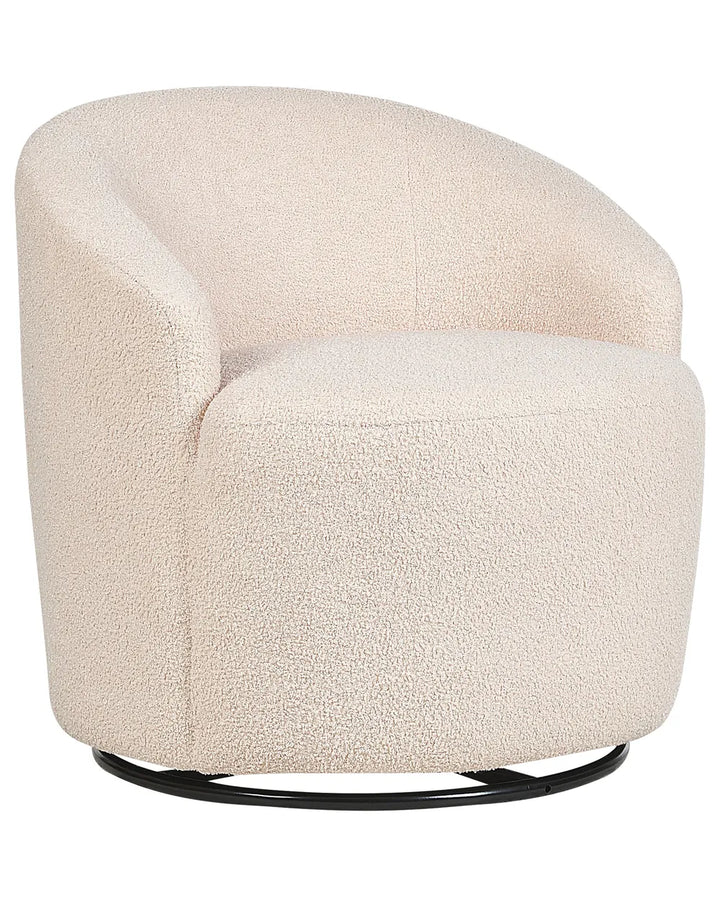 Swivel Armchair Boucle Beige Halcott