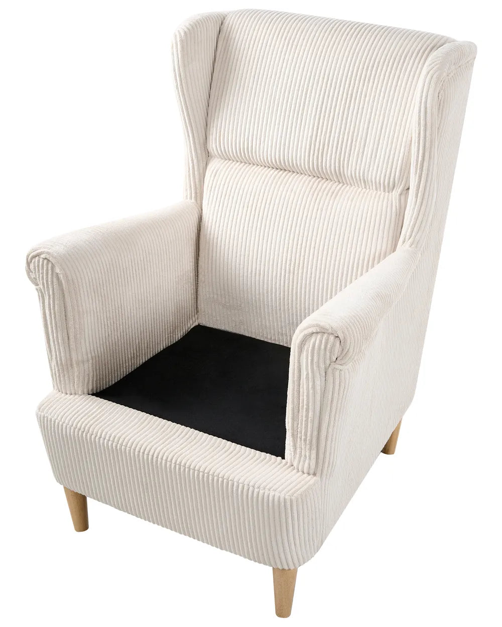 Wingback Chair Corduroy Light Beige Blerton