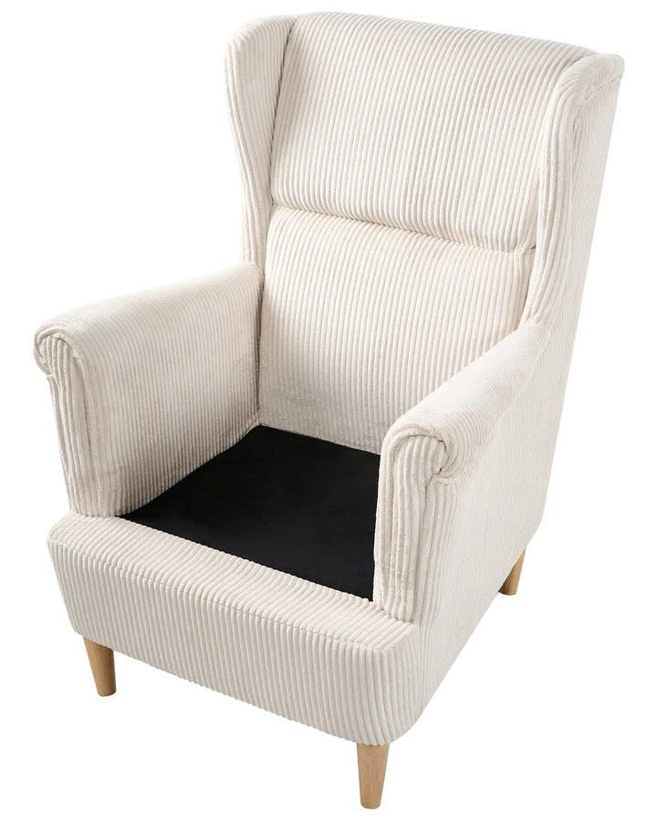 Wingback Chair Corduroy Light Beige Blerton