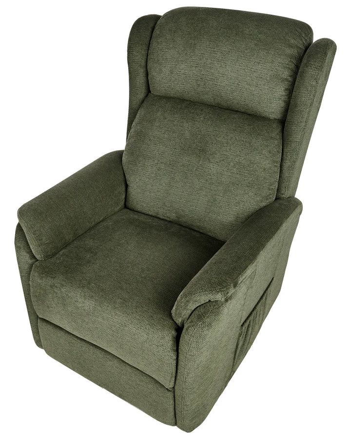 Electric Recliner Chair With Footrest Fabric Green Denison