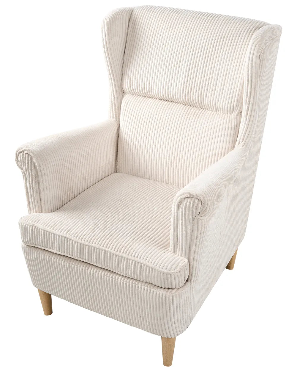 Wingback Chair Corduroy Light Beige Blerton
