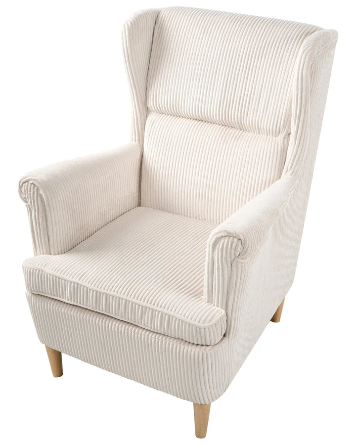 Wingback Chair Corduroy Light Beige Blerton