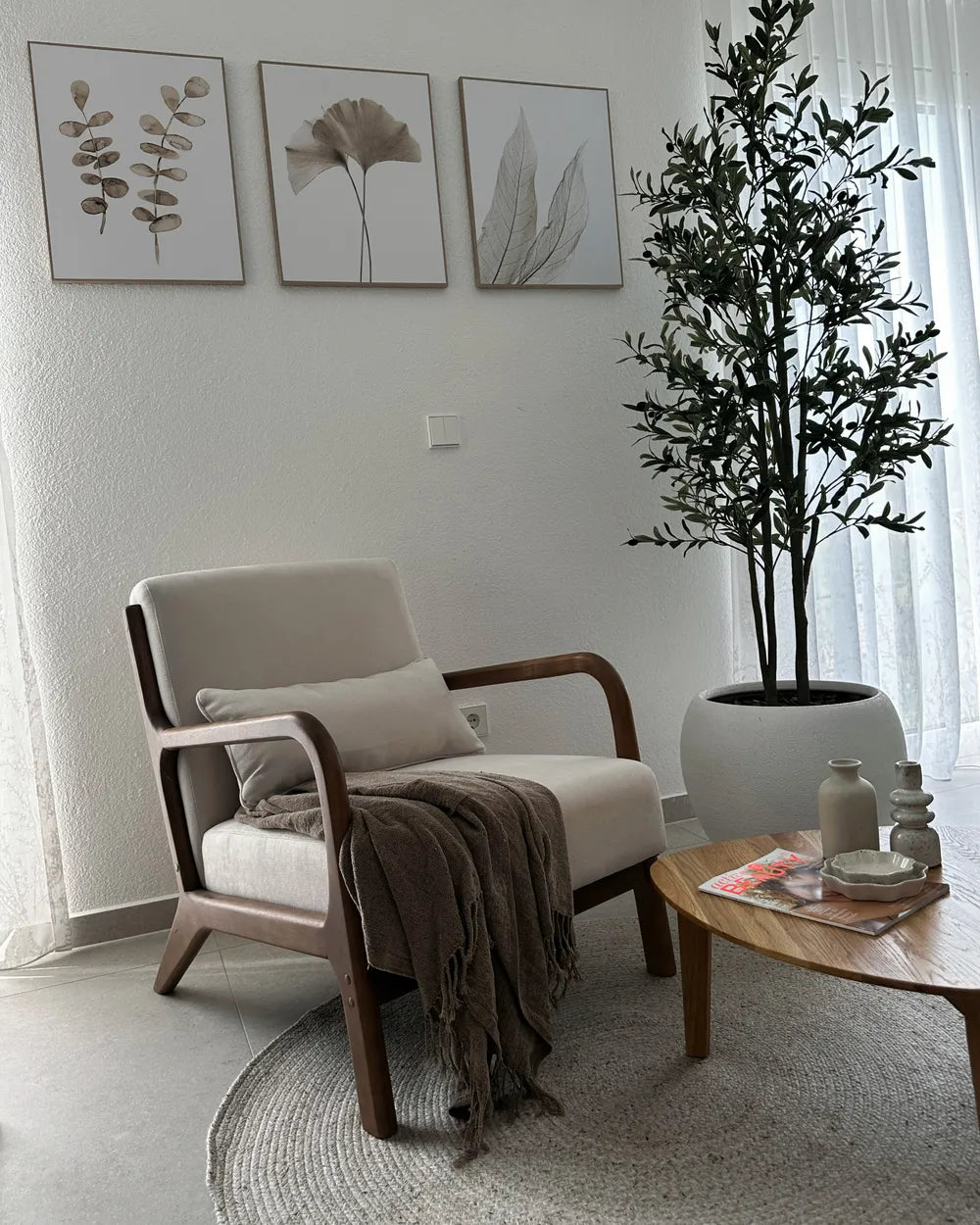 Armchair Fabric Light Beige Kandyn