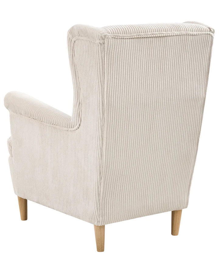 Wingback Chair Corduroy Light Beige Blerton