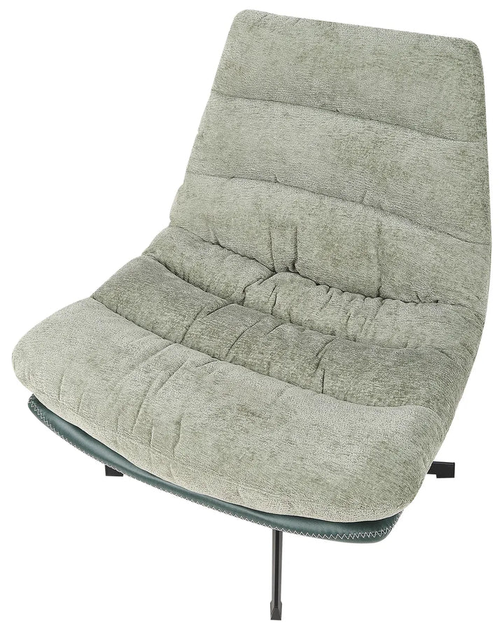 Swivel Armchair with Footstool Chenille Light Green Draedyn