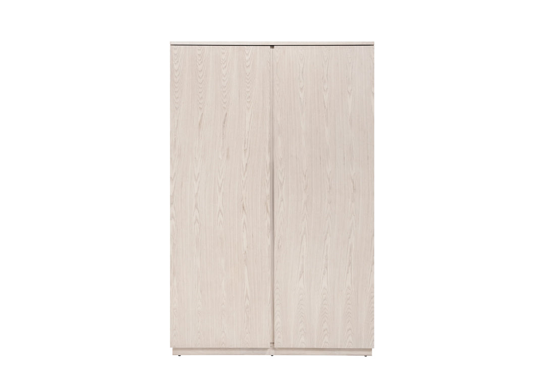 Beige wardrobe with two doors on a white background