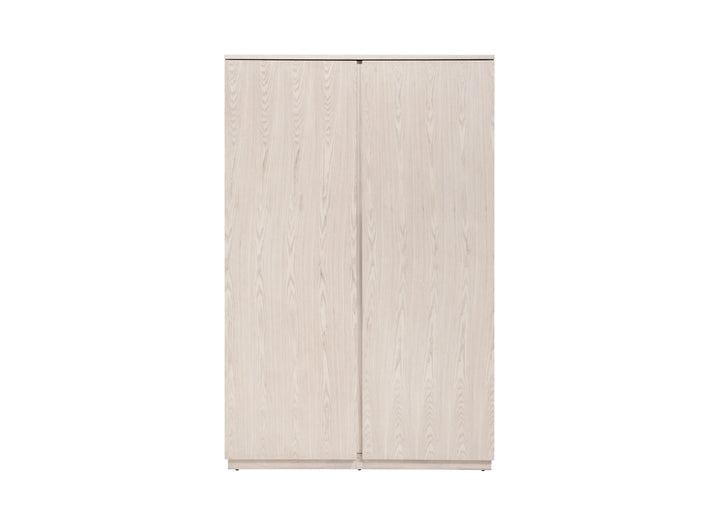 Beige wardrobe with two doors on a white background