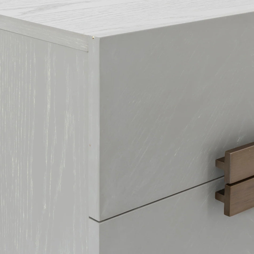 Lilly Grey Oak Wood & Bronze Chest of Drawers Tallboy