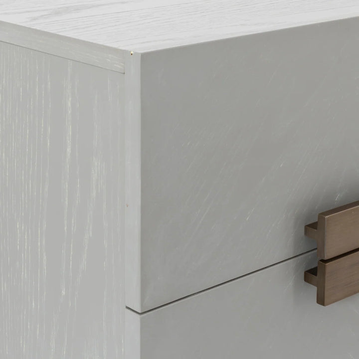 Lilly Grey Oak Wood & Bronze Chest of Drawers Tallboy