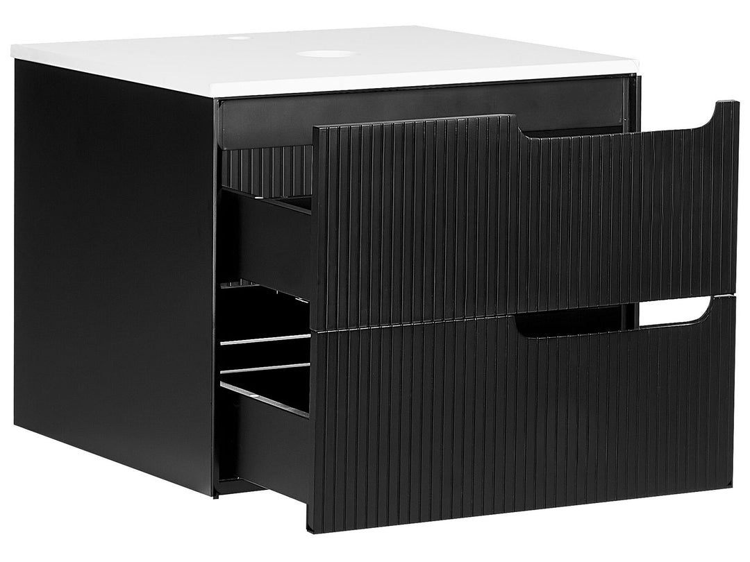Wall Mounted Washbasin Cabinet 60 cm Black Quintela