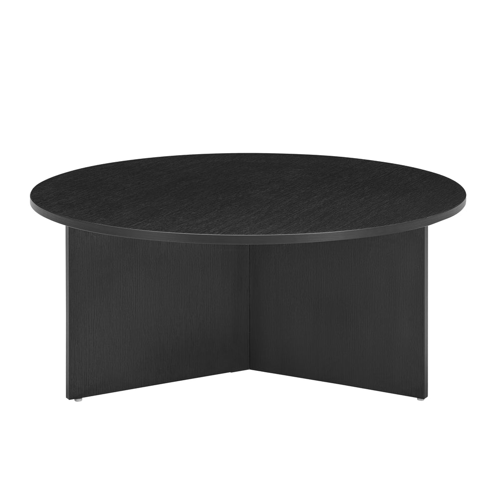 Black round table on a white background