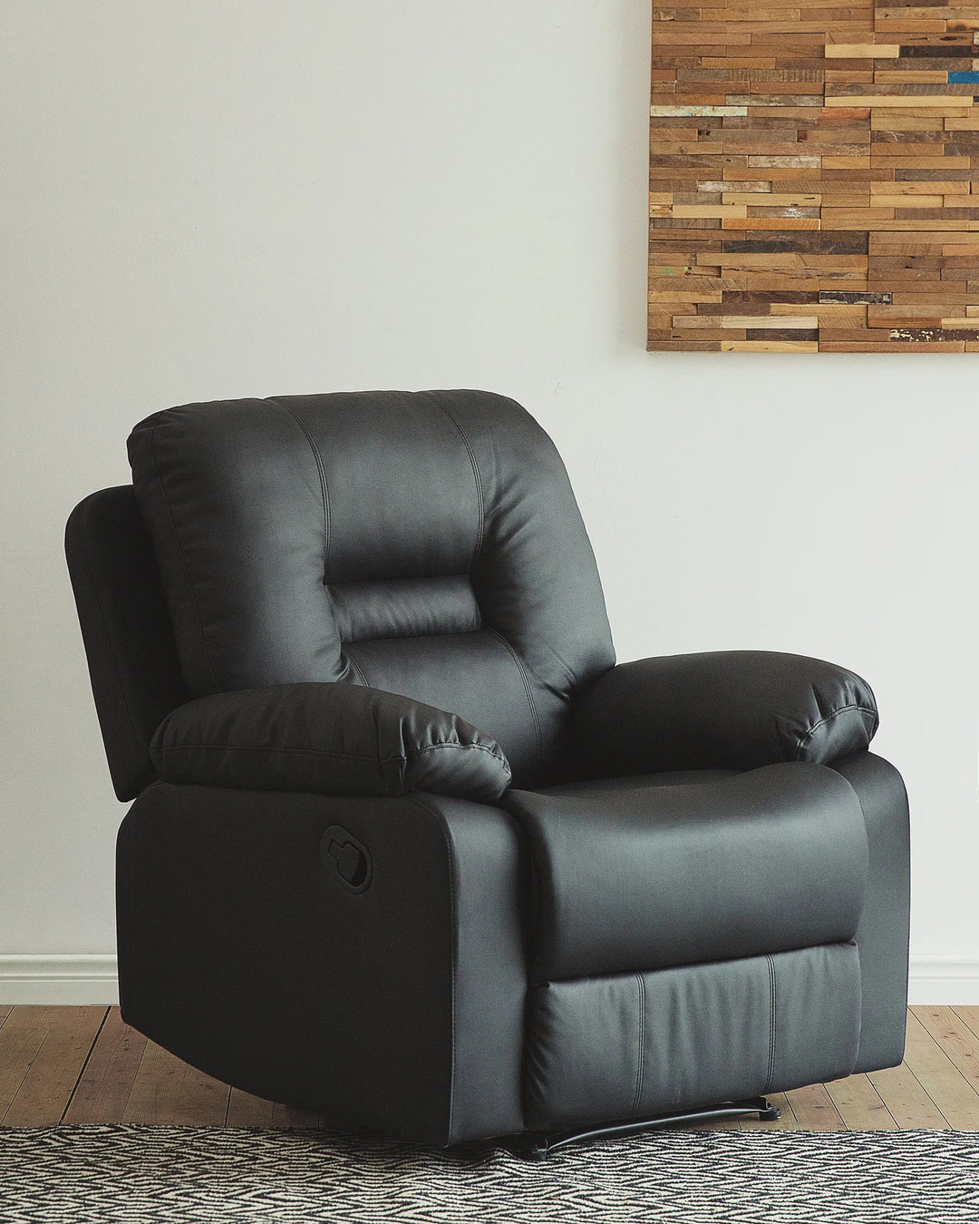 Recliner Chair With Footrest Faux Leather Black Grosso