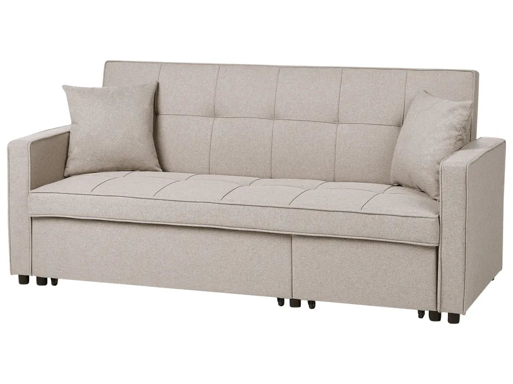 Sofa Bed 3 Seater Fabric Beige Hildi