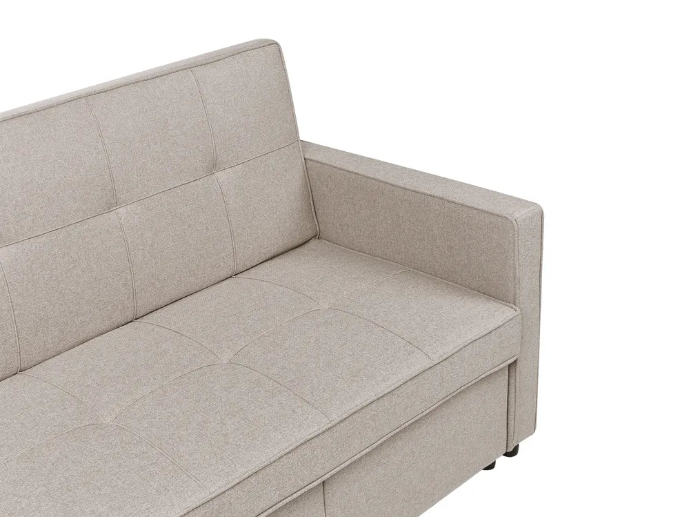 Sofa Bed 3 Seater Fabric Beige Hildi