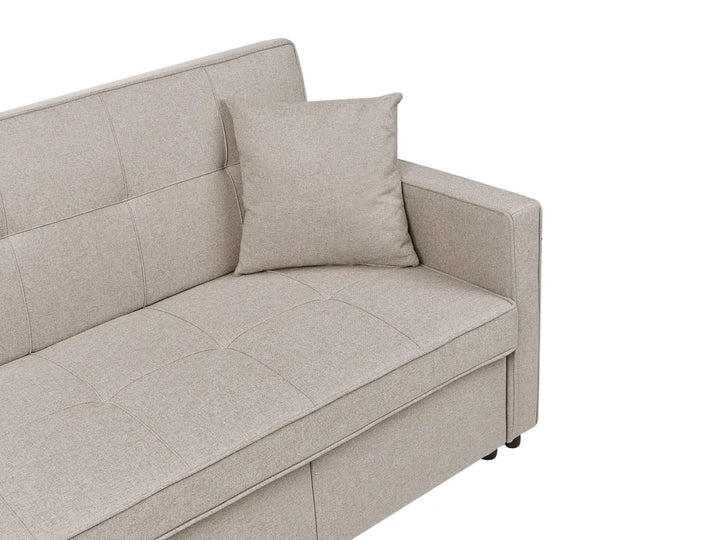 Sofa Bed 3 Seater Fabric Beige Hildi
