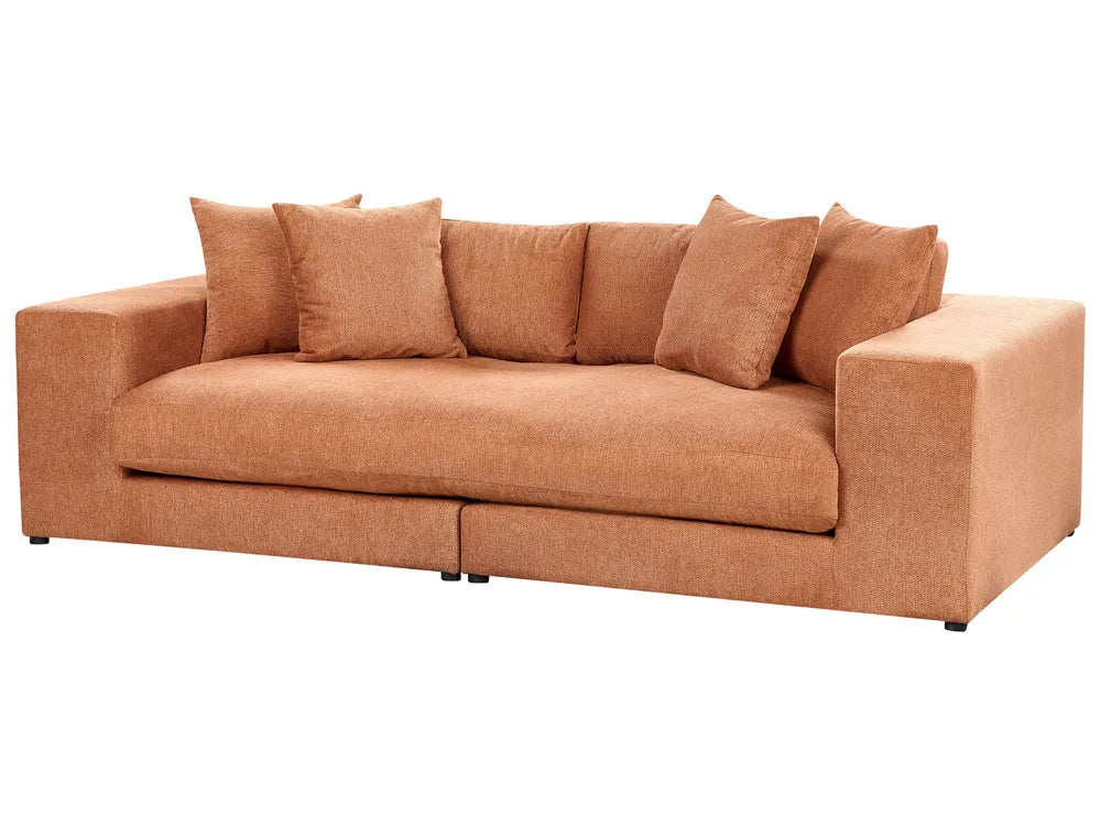 Sofa 3 Seater Fabric Orange Hessville
