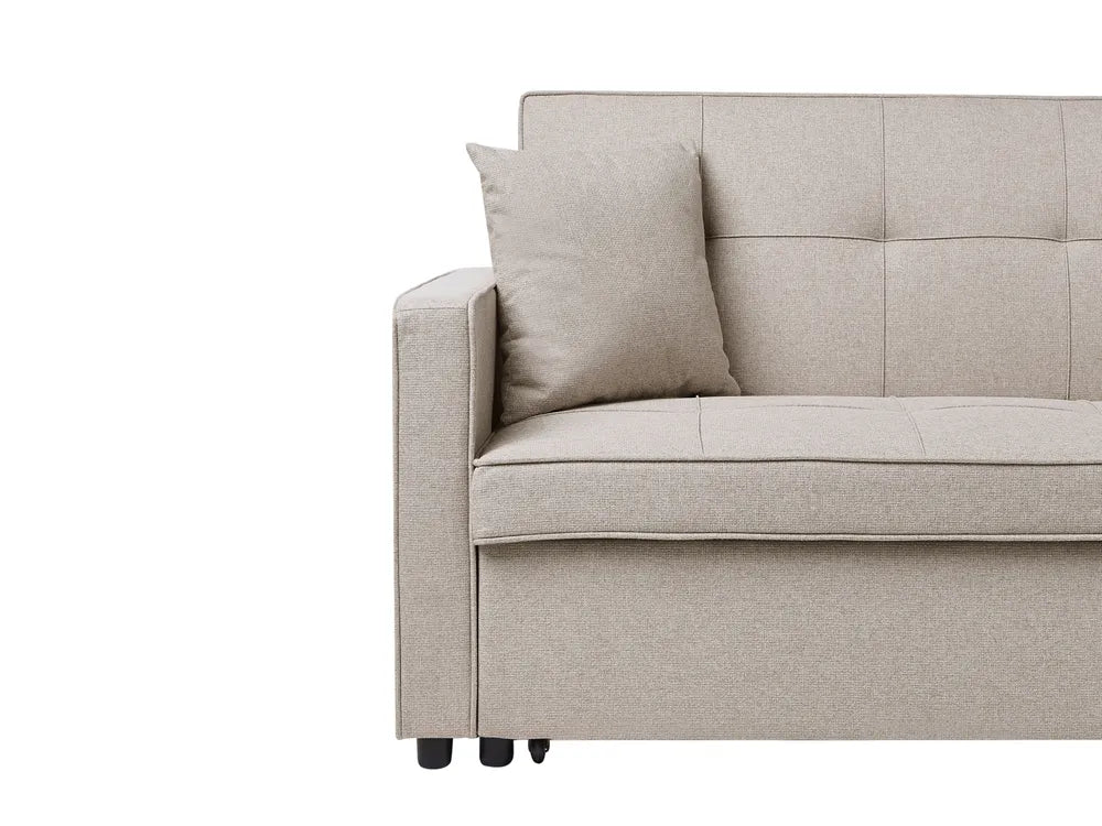 Sofa Bed 3 Seater Fabric Beige Hildi