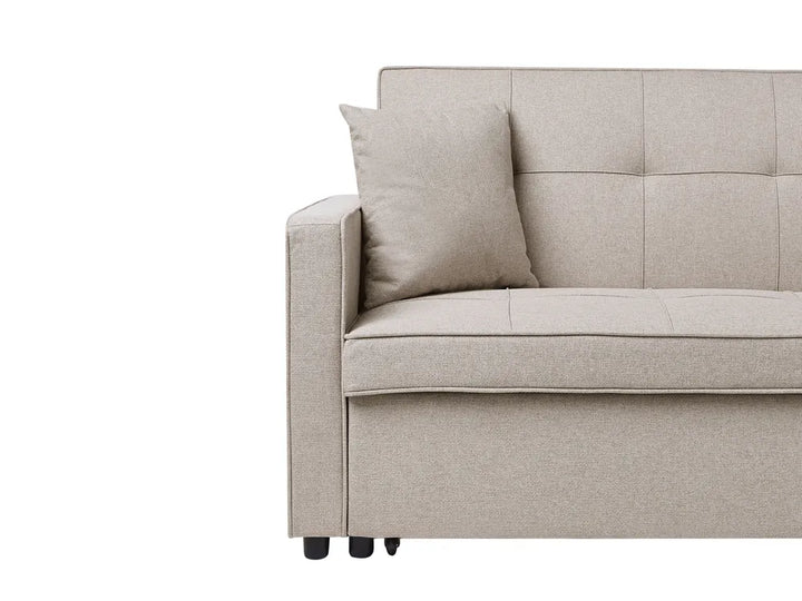 Sofa Bed 3 Seater Fabric Beige Hildi