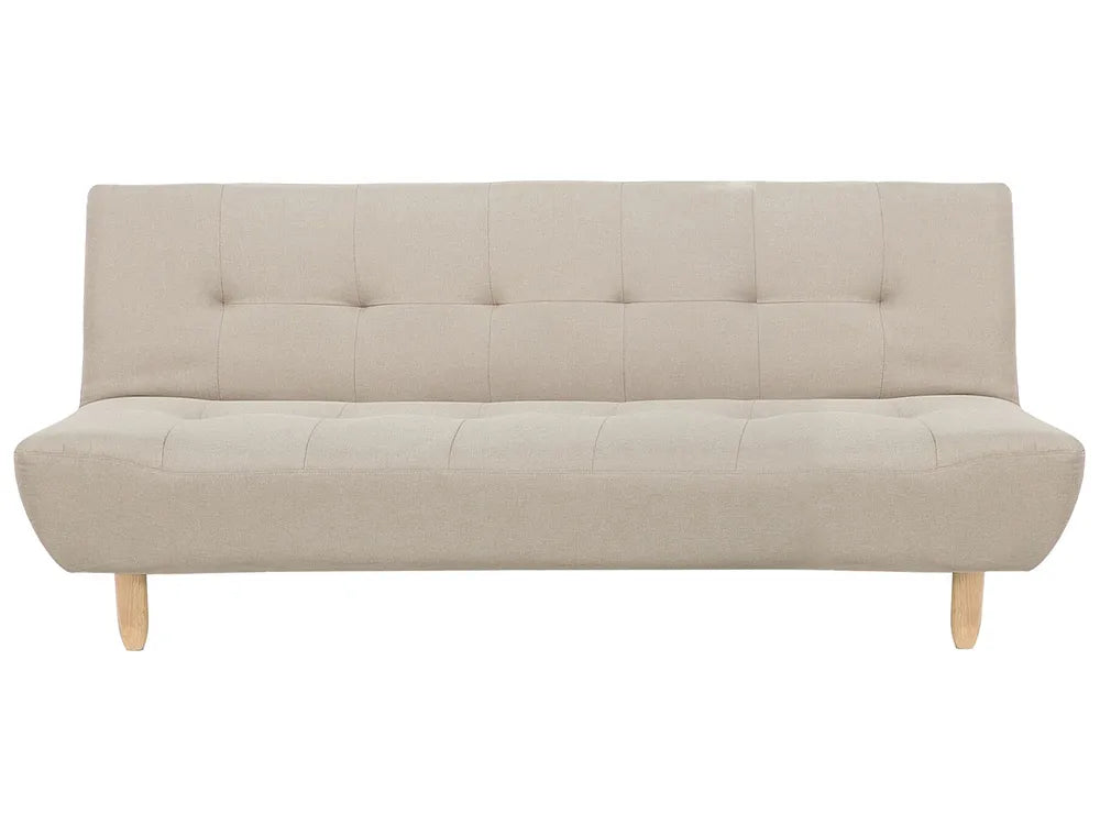 Beige fabric sofa bed on a white background