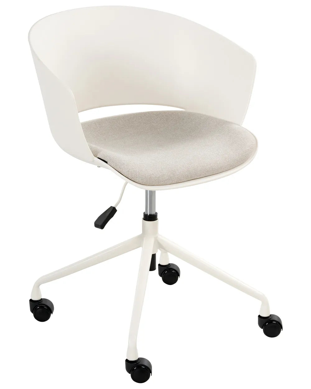 White office chair with a swivel base on a white background
