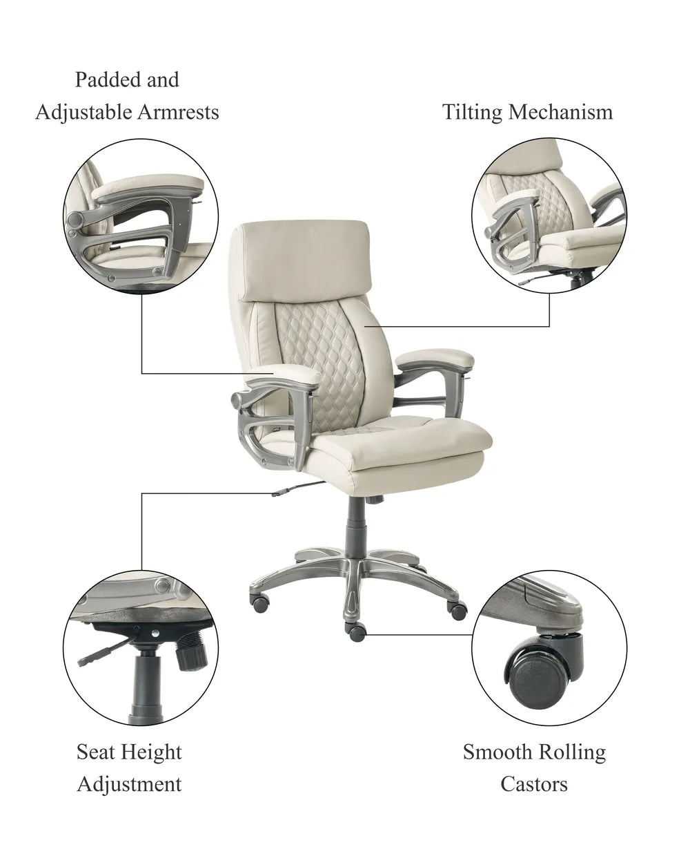 Executive Chair Faux Leather Beige Whitney