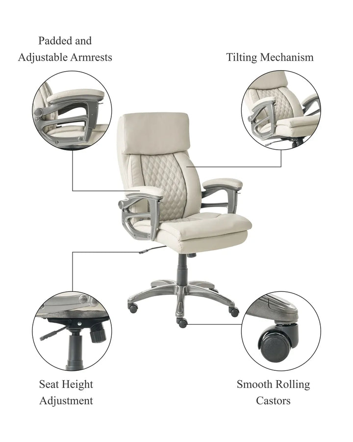 Executive Chair Faux Leather Beige Whitney