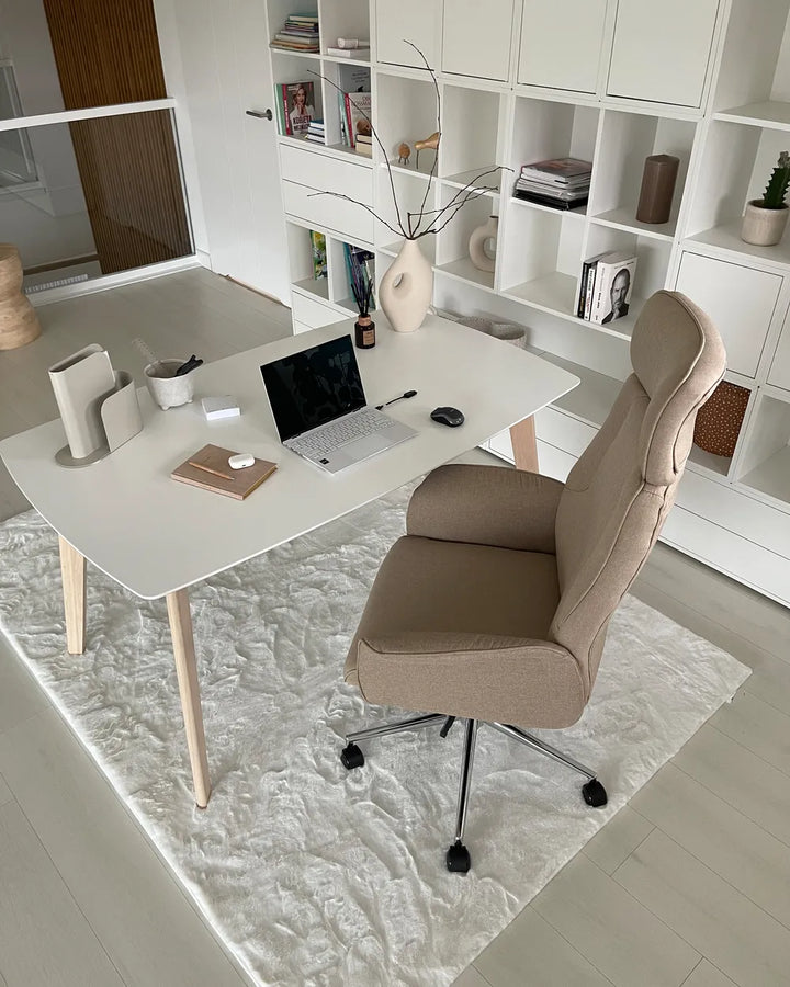 Office Chair Beige with Smooth Rolling Castors Katrein