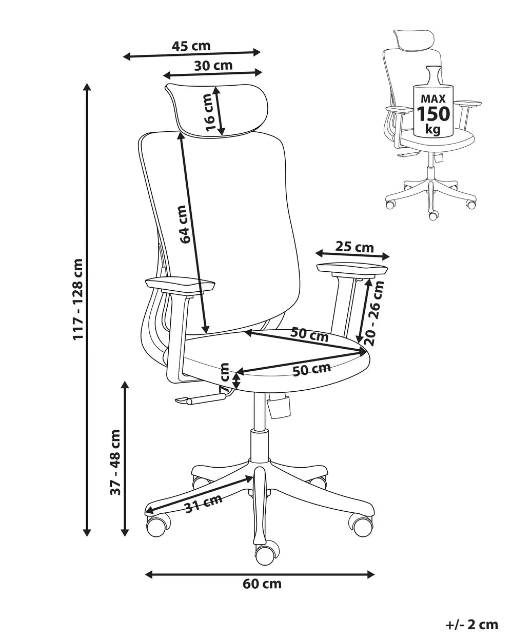 Office Chair Fabric Grey Oswina