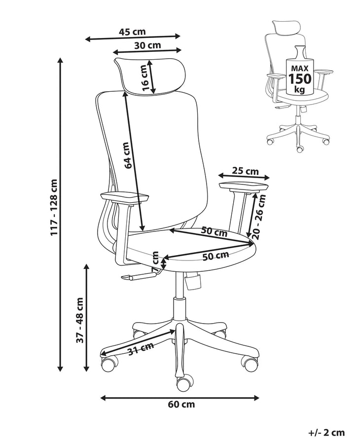 Office Chair Fabric Grey Oswina