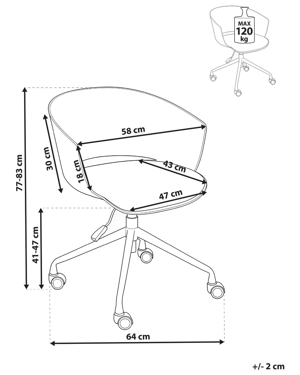 Office Chair Fabric Off-White Anagrace